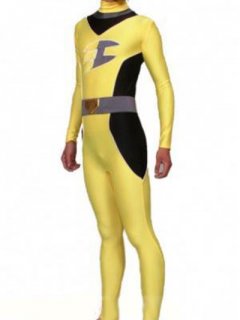 Cheap Yellow Geometrical Pattern Spandex Catsuit