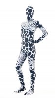 Cheap White Black Dot Lycra Unisex Zentai