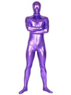 Cheap Pale Purple Shiny Metallic Unisex Zentai Catsuit