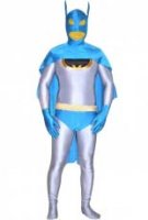 Cheap Silver Lycra Batman Catsuit with Cape and Underwear