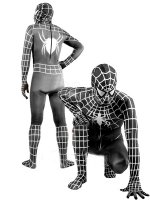 Cheap Lycra Spandex Black Spiderman Costume Outfit Zentai with W