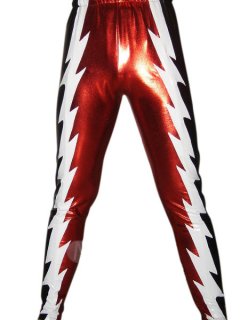 Cheap Black Red White Shiny Metallic Pants