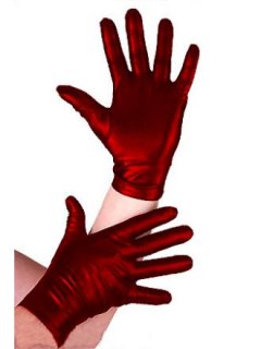 Cheap Red Gloves Metallic Spandex ZENTAI Catsuit