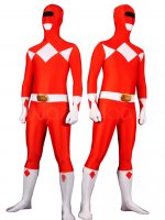 Cheap Red & White Lycra Spandex Unisex Zentai