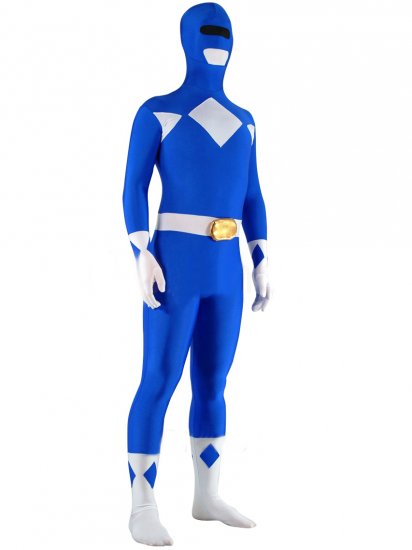 Cheap Full Body Lycra Spandex Blue with White Unisex Zentai Suit - Click Image to Close