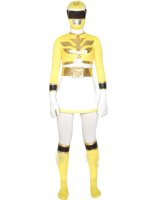 Cheap Yellow And White Super Hero Lycra Zentai Suit