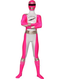 Cheap Pink And Silver Halloween Lycra Spandex Super Hero Costume