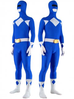 Cheap Full Body Lycra Spandex Blue with White Unisex Zentai Suit