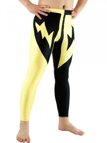 Cheap Lycra Spandex Catsuit Trousers with Black and Yellow Patte - Click Image to Close