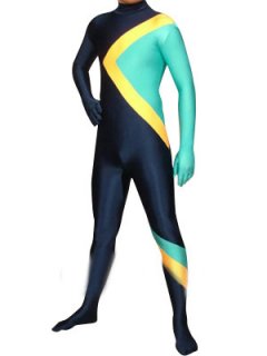 Cheap Black Yellow And Green Lycra American Super Hero Costume