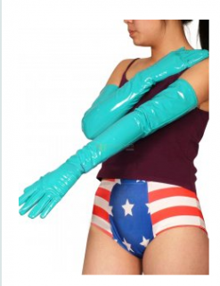 Cheap PVC Azure Shoulder Length Gloves