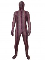 Cheap Burgundy Snakeskin Motif Lycra Unisex Zentai Suit