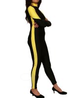 Cheap Black Yellow Stripes Spandex Lycra Catsuit