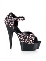 Cheap 6''High Heel Black Leopard Cloth Platform Sandals