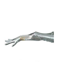 Cheap Shiny Metallic Silver Shoulder Length Gloves