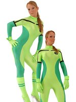 Cheap Spandex Green and Black Lycra Zentai Suit