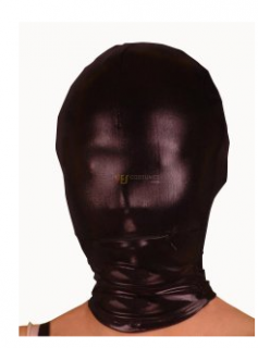 Cheap Shiny Metallic Black Mask with Mouth Zippered Opening