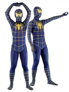 Cheap Lycra Spandex Deep Blue Spiderman Costume Outfit Zentai wi