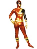 Cheap Black Red And Golden Shiny Metallic Zentai Suit