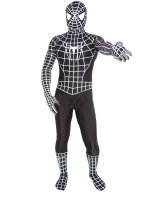 Cheap Deep Black Lycra Spandex Unisex Spiderman Costume Suit Out