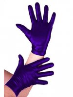 Cheap Purple Gloves Metallic Spandex ZENTAI Catsuit