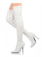 Cheap White 47/10'' High Heel Thigh High Patent Leather Sexy Boo