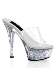 Cheap 6'' High Heel Platform PVC Sexy Mules