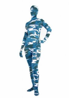 Cheap White and blue Lycra Spandex Unisex Zentai Suit