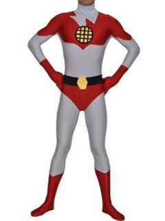 Cheap Red and white zentai superhero unisex suit