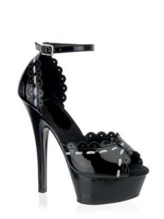 Cheap 6'' High Heel Black PU Sexy Platform Sandals