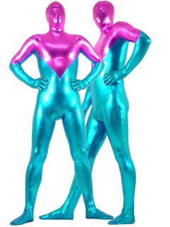 Cheap Purple & Blue Shiny Metallic Unisex Zentai Suit