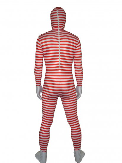 Cheap Red And White Stripe Lycra Unisex Zentai - Click Image to Close