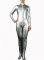 Cheap Silver PVC Front Open Unisex Catsuit