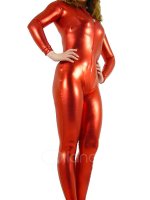 Cheap Red Shiny Metallic Front Zipper Unisex Halloween Catwoman
