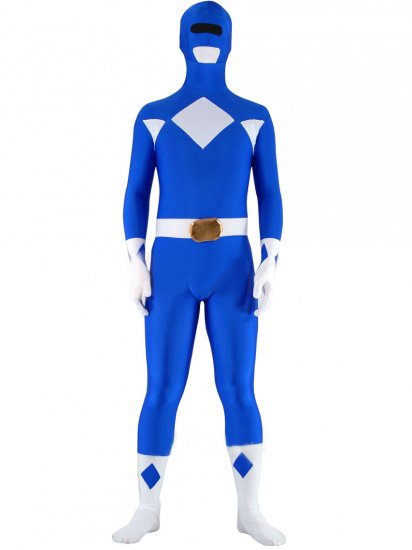 Cheap Full Body Lycra Spandex Blue with White Unisex Zentai Suit - Click Image to Close