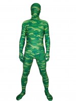 Cheap Cool Green Camouflagecolor Lycra Unisex Zentai