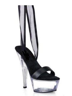 Cheap 6'' High Heel Black PU Sexy Platform Mules