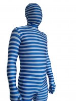 Cheap Blue And White Stripe Lycra Unisex Zentai