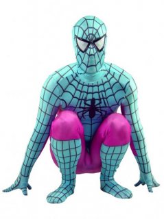 Cheap Lycra Spandex Cyan with Red Pink Spiderman Zentai Costume