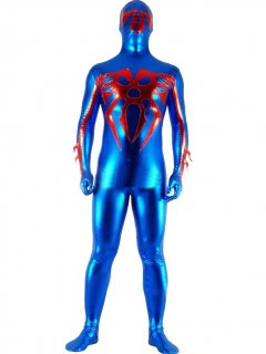 Cheap Blue& Red Shiny Metallic Zentai Suit