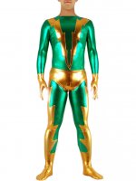 Cheap Green & Golden Shiny Metallic Zentai Suit