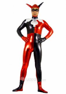 Cheap Harley Quinn Shiny Metallic Zentai Suit