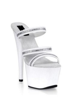 Cheap 7.9'' High Heel With White Patent Sexy Mules