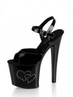 Cheap Black 7.9'' High Heel Platform Patent Sexy Sandals