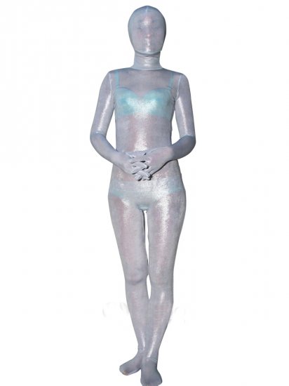 Cheap Silver White Velvet Unisex Zentai Suit - Click Image to Close