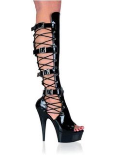 Cheap 6'' High Heel Black Buckles Sexy Sandals