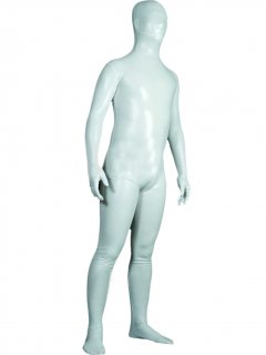 Cheap White Shiny Metallic Unisex Zentai Suit