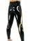 Cheap Black Shiny Metallic Catsuit Trousers Gold Pattern