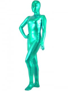 Cheap Lake Blue Shiny Metallic Unisex Zentai Suit