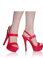 Cheap 6'' High Heel Red Patent Platform Sexy Sandals